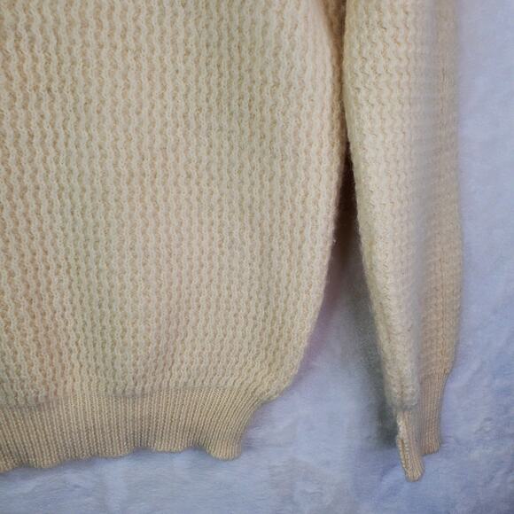 VTG Barbour Sweater Mens Med (C40) Ivory Cream Fisherman Pure New Wool Scotland - Picture 9 of 10